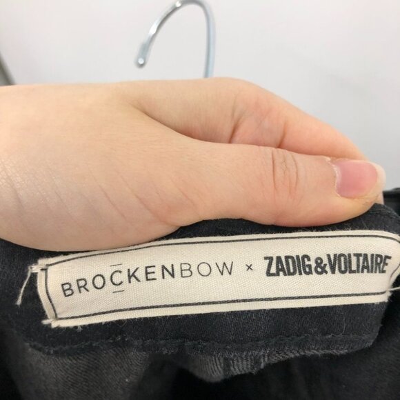 Brockenbow X Zadig & Voltaire Black Queen Mary studded Diamond jeans size 26 - Picture 5 of 16